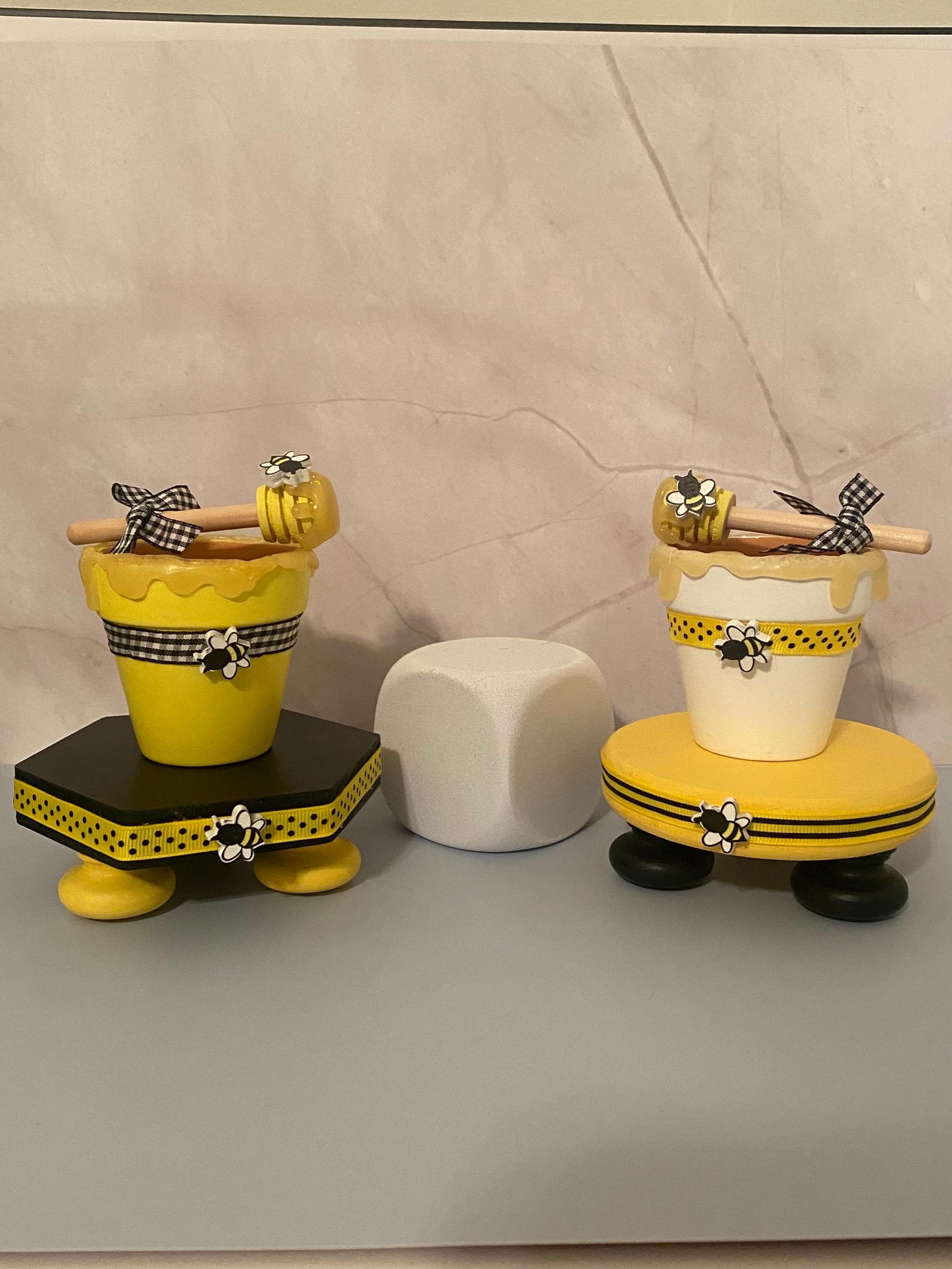 Rustic Wood Riser With Honey Pot & Dipper: Farmhouse Bee Decor - Etsy