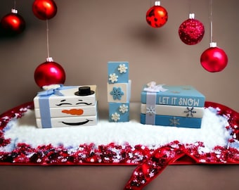 Let it snow bundle tiered tray decor winter wonderland decor Christmas display