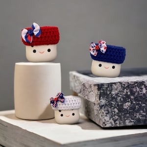 Marshmallow mug hat patriotic headband with bow