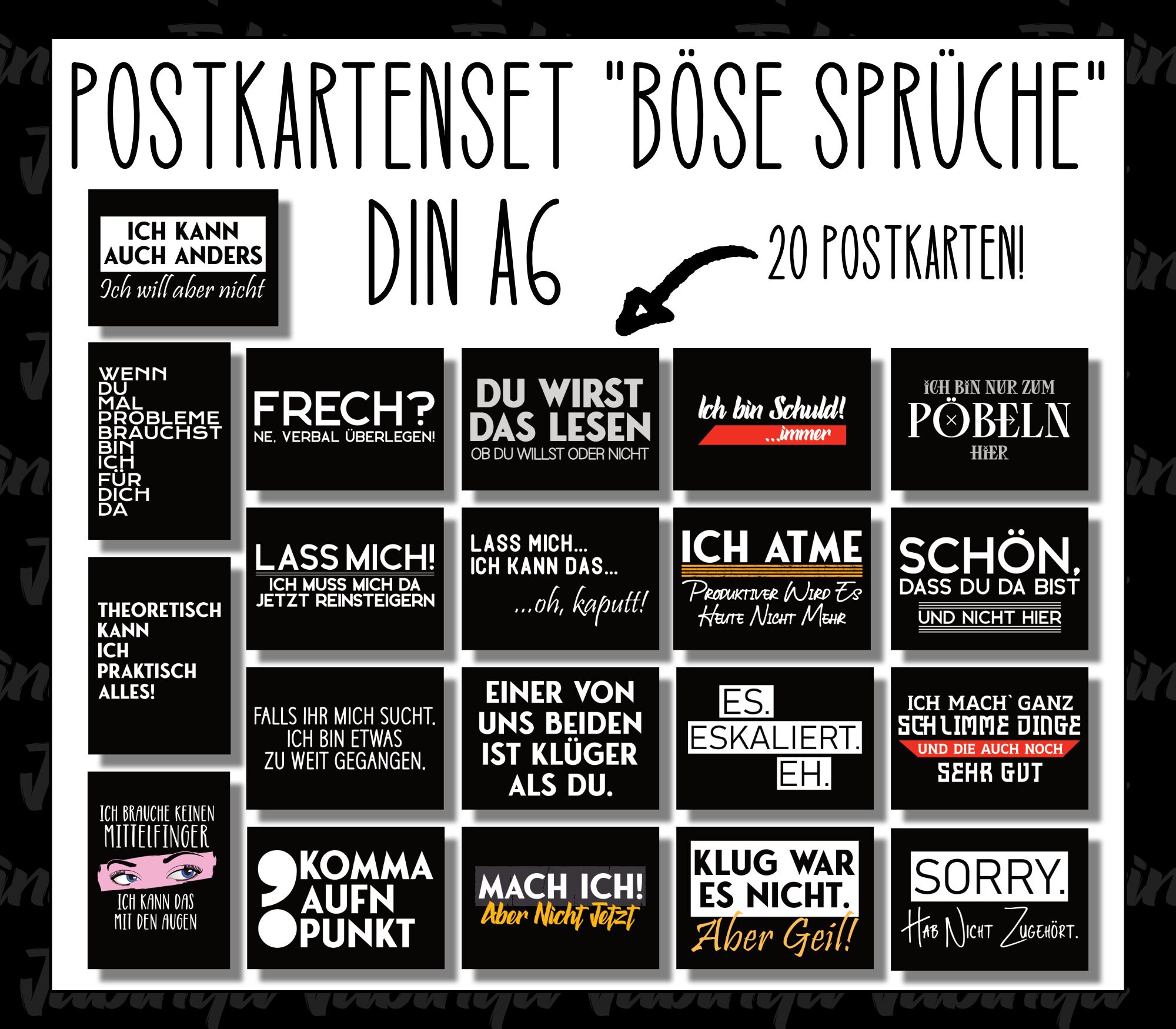 Postkartenset Böse Sprüche Sarkastische freche und lustige Etsy