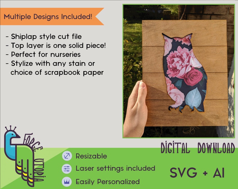 Download Shiplap Nursery Animal SVG laser cut file for Glowforge | Etsy