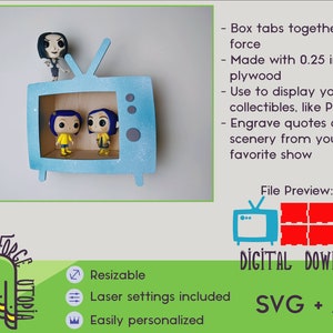 Collectible Display Case, TV Shaped Box SVG Glowforge Cut File