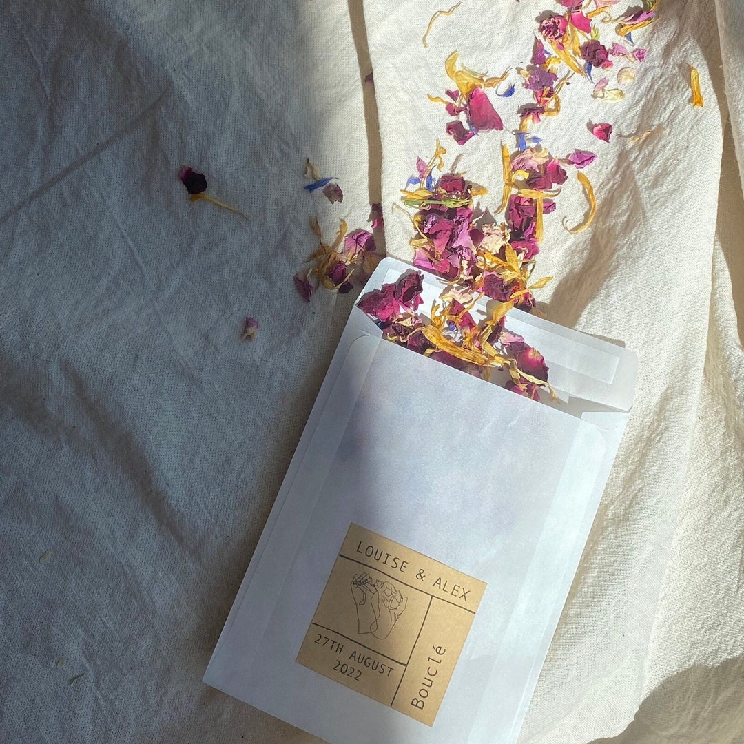 Personalised Wedding Confetti Pouches Biodegradable All Natural Real
