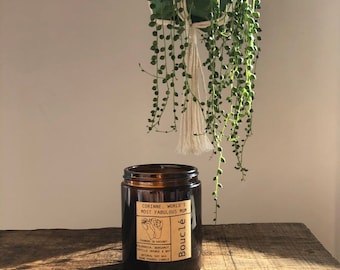 PERSONALISED LABEL // Bespoke Scented Soy Wax Candle // 100% Natural Essential Oil // Hand-poured in Amber Glass Jar // Vegan