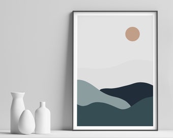 Landscape Abstract Print | Mountain Wall Art | Minimalist Nature Art | Printable Wall Art