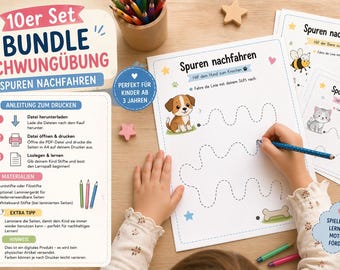 Schrijfoefeningen voor kinderen van 3-6 jaar (PDF) – Werkbladen voor kleuters voor de zomer | Lijnen overtrekken, oefeningen voor de fijne motoriek, leerboekje voor de kleuterschool