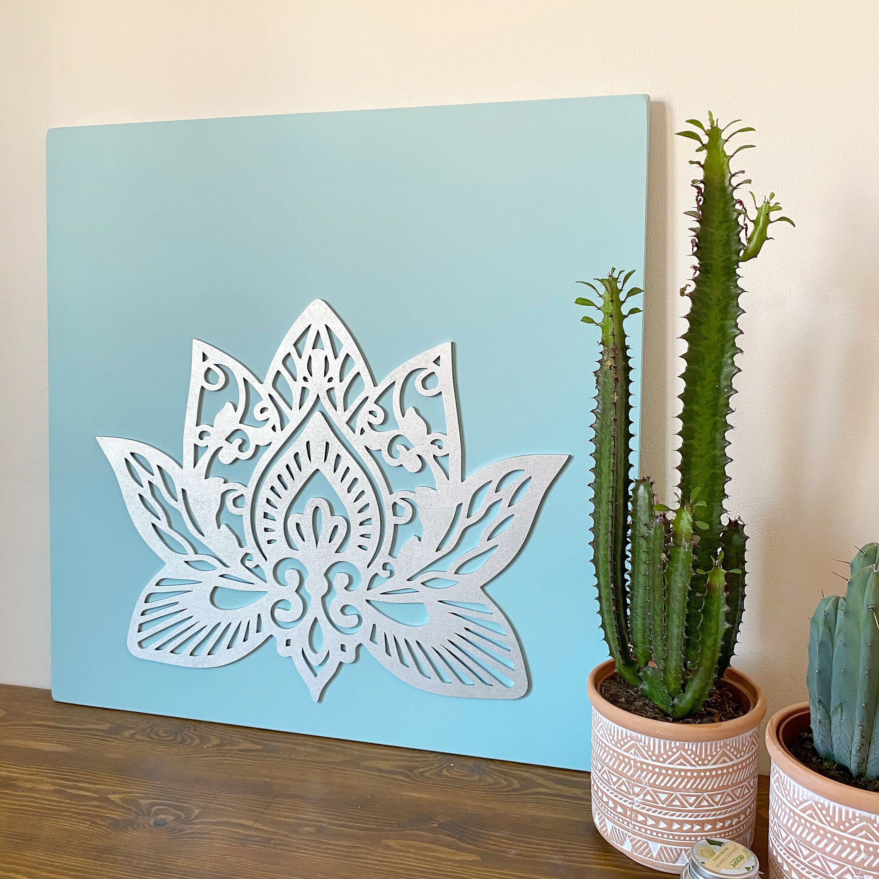 Lotus Flower Wall Art Flower Art Wooden Wall Art Yoga Etsy