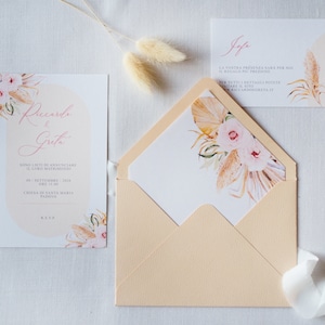 Partecipazioni di Matrimonio | Inviti Nozze con fiori boho I Coordinato Boho Chic
