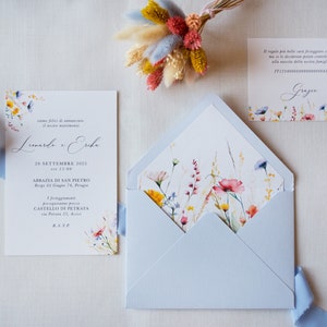 Partecipazioni di Matrimonio | Inviti Nozze con fiori di campo I Coordinato Incanto