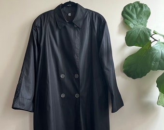 Vintage 1960s Black Trench Coat Voyager West XXL