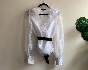 Vintage 1990s Ruffle Top Medium Chetta B