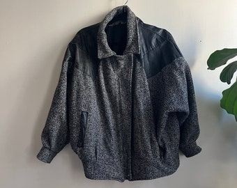 Vintage 1980s ADA Tweed Bomber Jacket M - XL