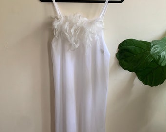 Vintage 1970s Feather Slip Dress Large