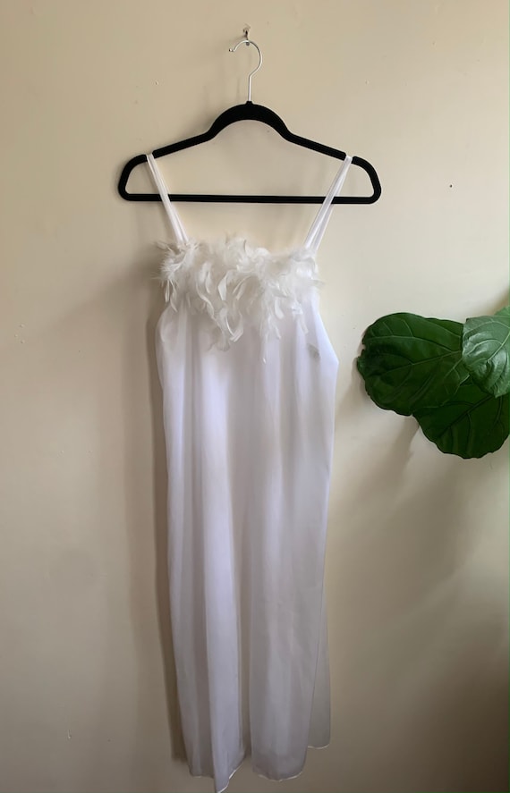 Vintage 1970s Feather Slip Dress Large