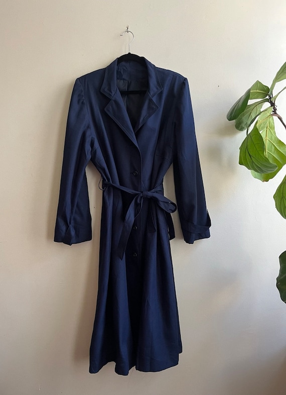 Vintage 1980s Navy Trench Coat Large