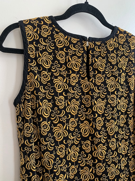 Vintage 1960s Embroidered Gold & Black Tunic Small - image 5