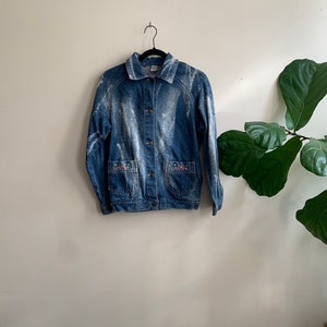 Vintage 1990s Denim Bleach Splatter Jacket XXS