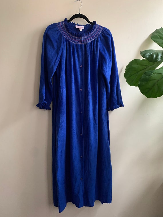 Vintage 1980s Royal Blue House Dress Lindsay Jord… - image 3