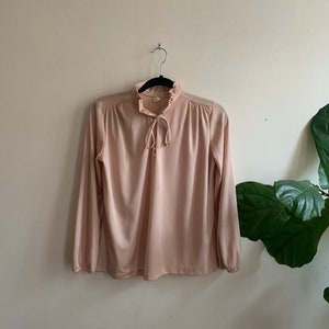 Vintage 1970s Tied Collar Top Medium