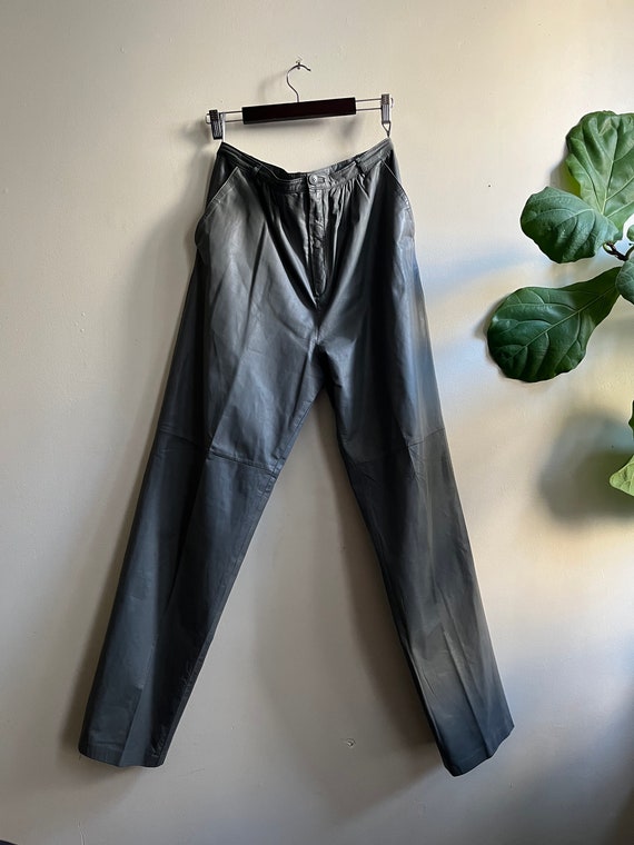 Vintage 1990s Gray Leather Pant The Leather Warehouse Medium