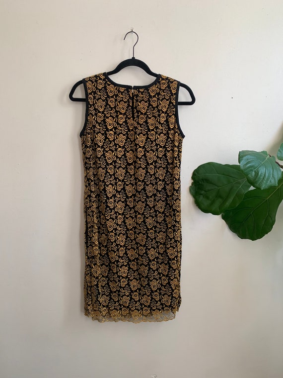 Vintage 1960s Embroidered Gold & Black Tunic Small - image 4