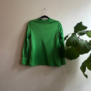 Vintage 1970s Neon Green Turtleneck Longsleeve Aileen Small