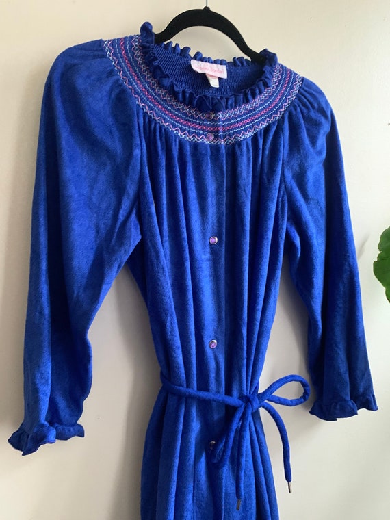 Vintage 1980s Royal Blue House Dress Lindsay Jord… - image 2
