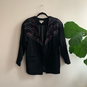Vintage 1980s Embroidered Blazer Medium