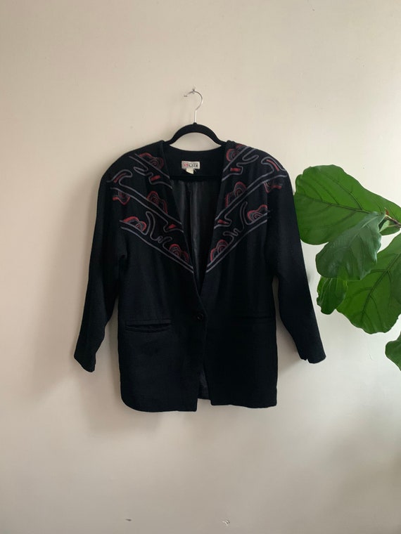 Vintage 1980s Embroidered Blazer Medium - image 1