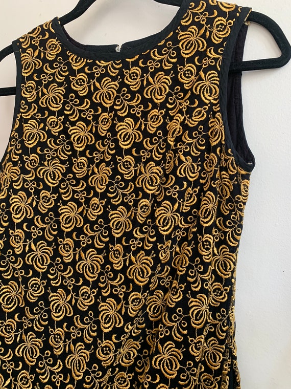 Vintage 1960s Embroidered Gold & Black Tunic Small - image 2