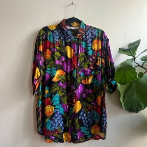 Vintage 1990s Fruit Button Up Jane Ashely Large