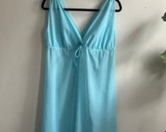 Vintage 1960s Blue Nightgown XL
