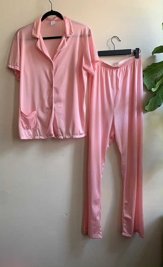 Vintage 1970s Pink Pajama Set Large