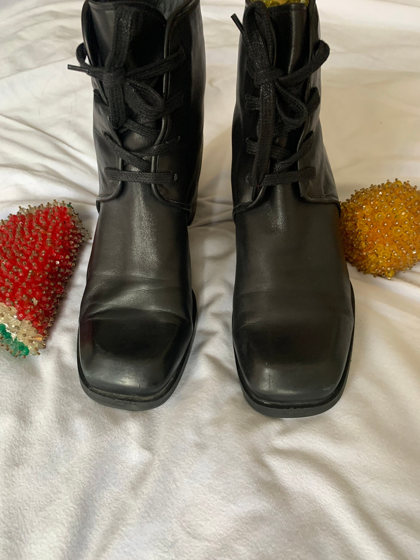 raymond weil leather lace up booties