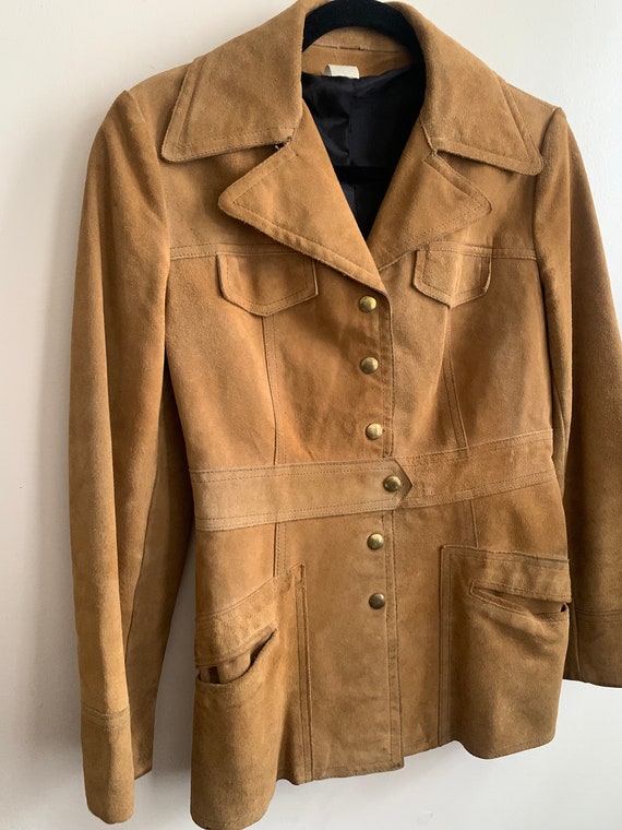 Vintage 1970s Tan Leather & Suede Jacket Small - image 4