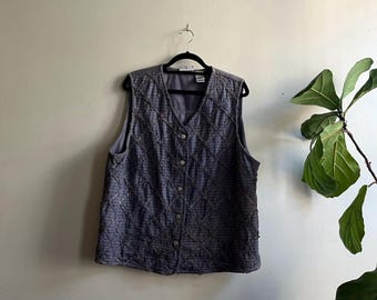 Colete jeans roxo vintage dos anos 1990 3X