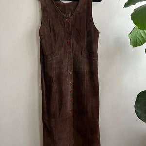 Vintage 1990s Leather Button Up Dress Small