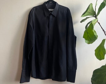 Vintage 1990s Black Dress Shirt Rodin Collection 48