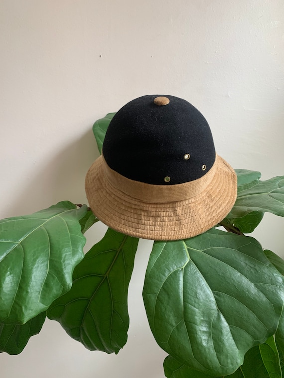 Vintage 1960s Black & Tan Wool Felt Hat