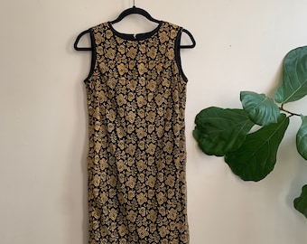 Vintage 1960s Embroidered Gold & Black Tunic Small