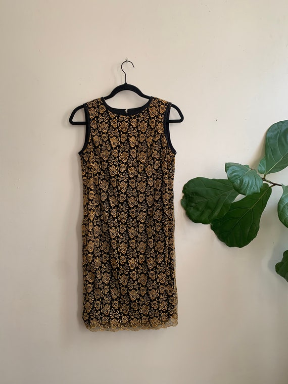 Vintage 1960s Embroidered Gold & Black Tunic Small - image 1