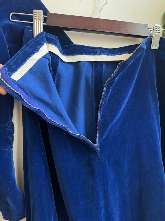 Vintage 1960s Blue Velvet Dress XS Gem