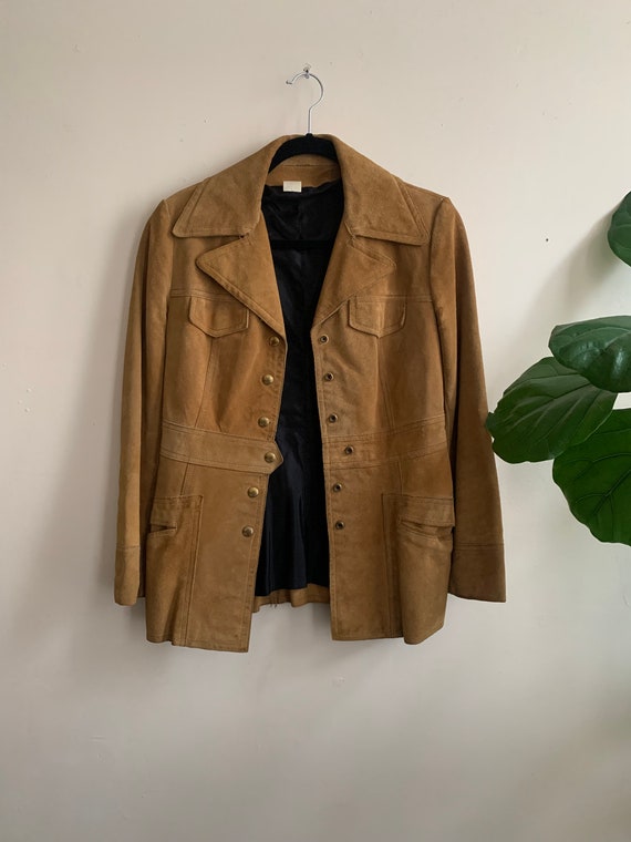 Vintage 1970s Tan Leather & Suede Jacket Small - image 2