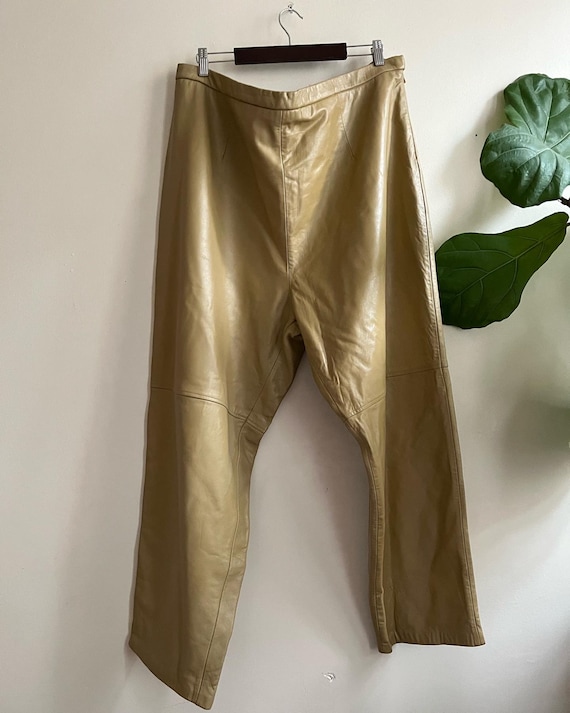 Vintage 1990s Tan Leather Pant 3X Pamela McCoy