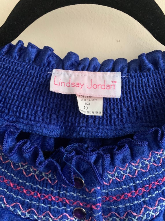 Vintage 1980s Royal Blue House Dress Lindsay Jord… - image 5