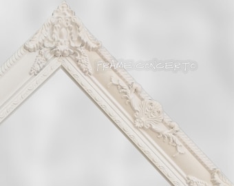 White Custom Floating Frames, handmade Vintage Frame,Stunning Ornate Rococo Gilt Gesso Gallery Frame, canvas frame,Antique frame,photo frame