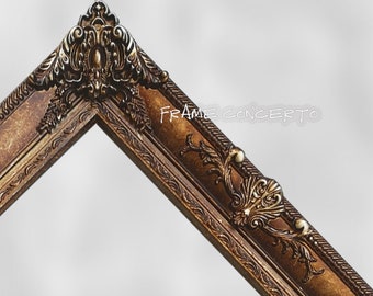 Bronze Custom Floating Frames, handmade Vintage Frame,Stunning Ornate Rococo Gilt Gesso Gallery Frame, canvas frame,Antique frame,photo fram