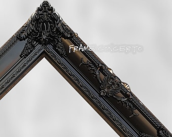 Black Custom Floating Frames, handmade Vintage Frame,Stunning Ornate Rococo Gilt Gesso Gallery Frame, canvas frame,Antique frame,photo frame