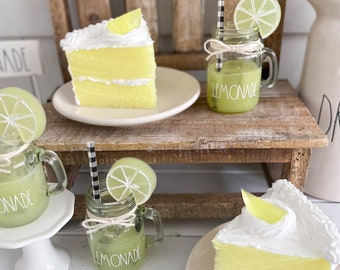 Faux Lemon Cake  | Fake Lemon Cake Slice | Mini Lemon Cake |Faux Food| Lemon Tiered Tray |Summer Faux Food| Faux Lemon| Fake Bake