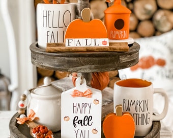 Pumpkin Tiered Tray Decor Bundle, Farmhouse Fall Decor, Fall Y'all Wood Sign, Fall Tiered Tray, Pumpkin Decor, Fall Farmhouse Decor